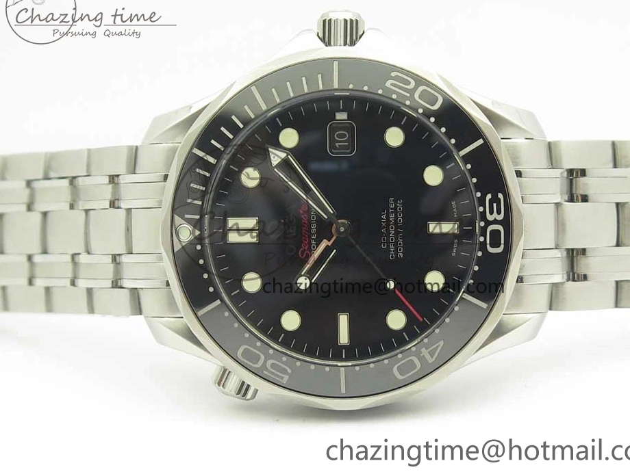 0120 WaterResistant Seamaster 300M SS MKS V3 1:1 Best Edition Black Dial Black Ceramic Bezel on SS Bracelet A 7981